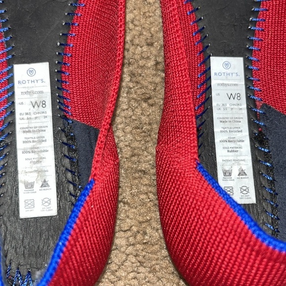 Rothy’s The Point Pointed Toe Knit Flat Red 8 - Picture 4 of 8